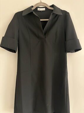 Zara Black Minimal Collared Dress
